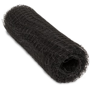 Aufgerolltes, schwarzes Windhager Vogelschutznetz Ortonet, 2x10m, zum Schutz vor Vogelfraß.