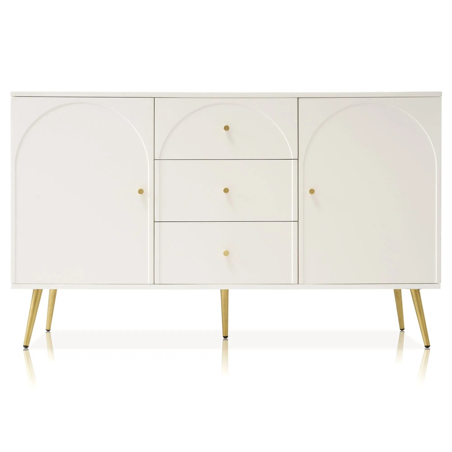 Merax Kommode 140x40x84cm 3 Schubladen Creme Weiß