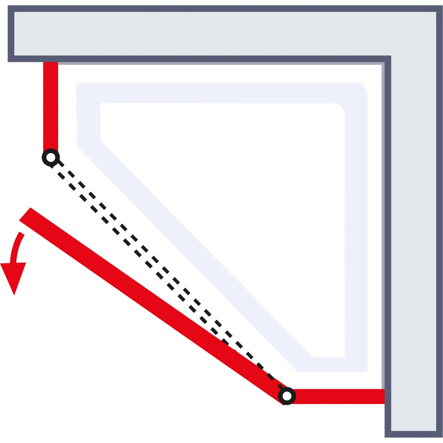 Schulte Fünfeckdusche mit Drehtür Alexa Style 2.0 Chromoptik BxHxT