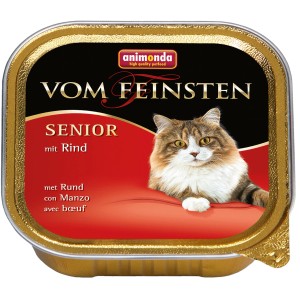 Vom Feinsten Senior Katzen-Nassfutter Rind, 100g Schale. Alleinfutter für Katzen ab 7 Jahren.