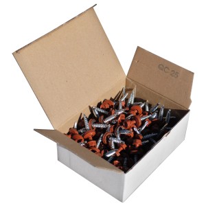 Schrauben SKH 4,8x35 mm, ziegelrot, im Karton für Dachbleche.