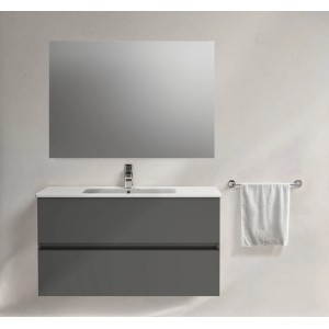 Ideal Standard Badmöbel-Set Eurovit+ mit grauem Unterschrank, Waschtisch und Spiegel.