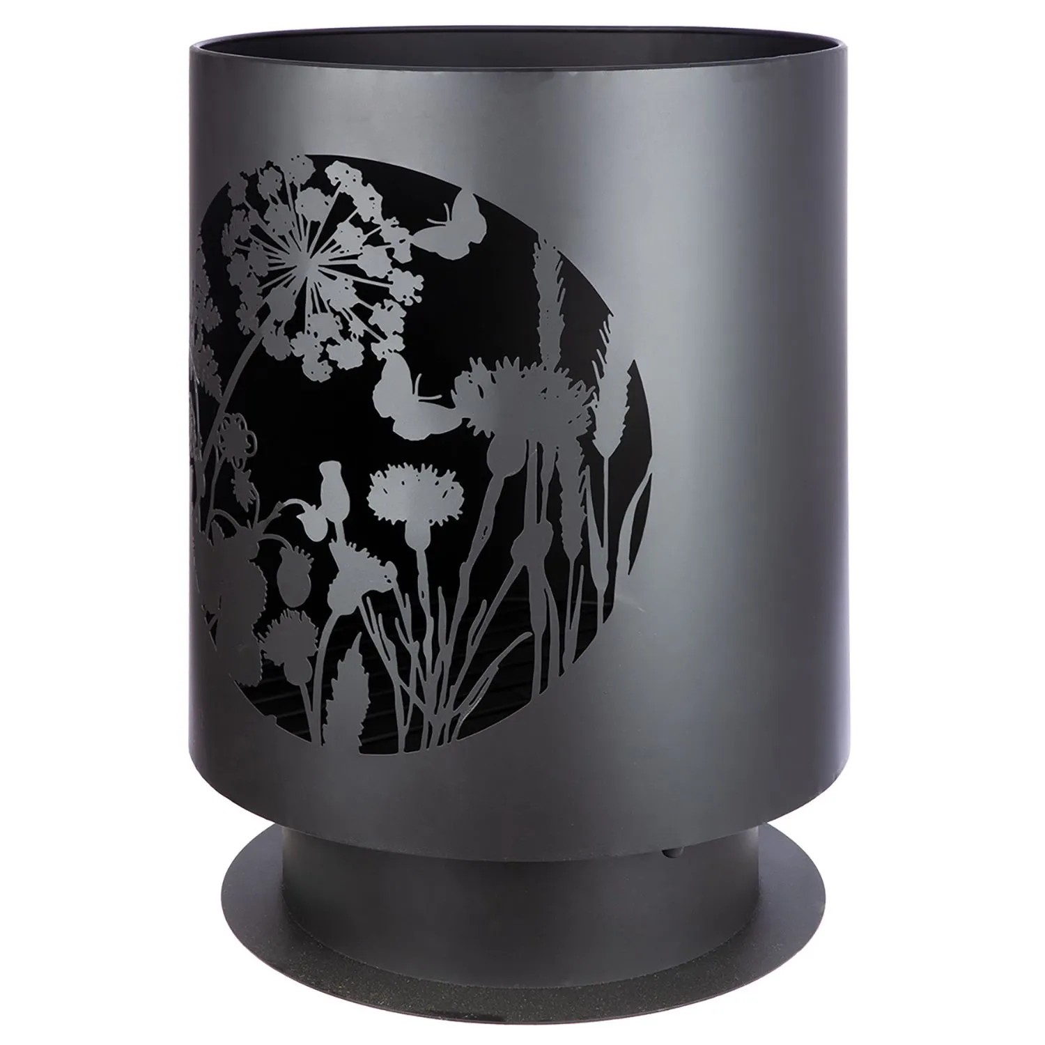 Gilde Feuerkorb Wild Flowers Schwarz 55,5 cm x Ø 39 cm