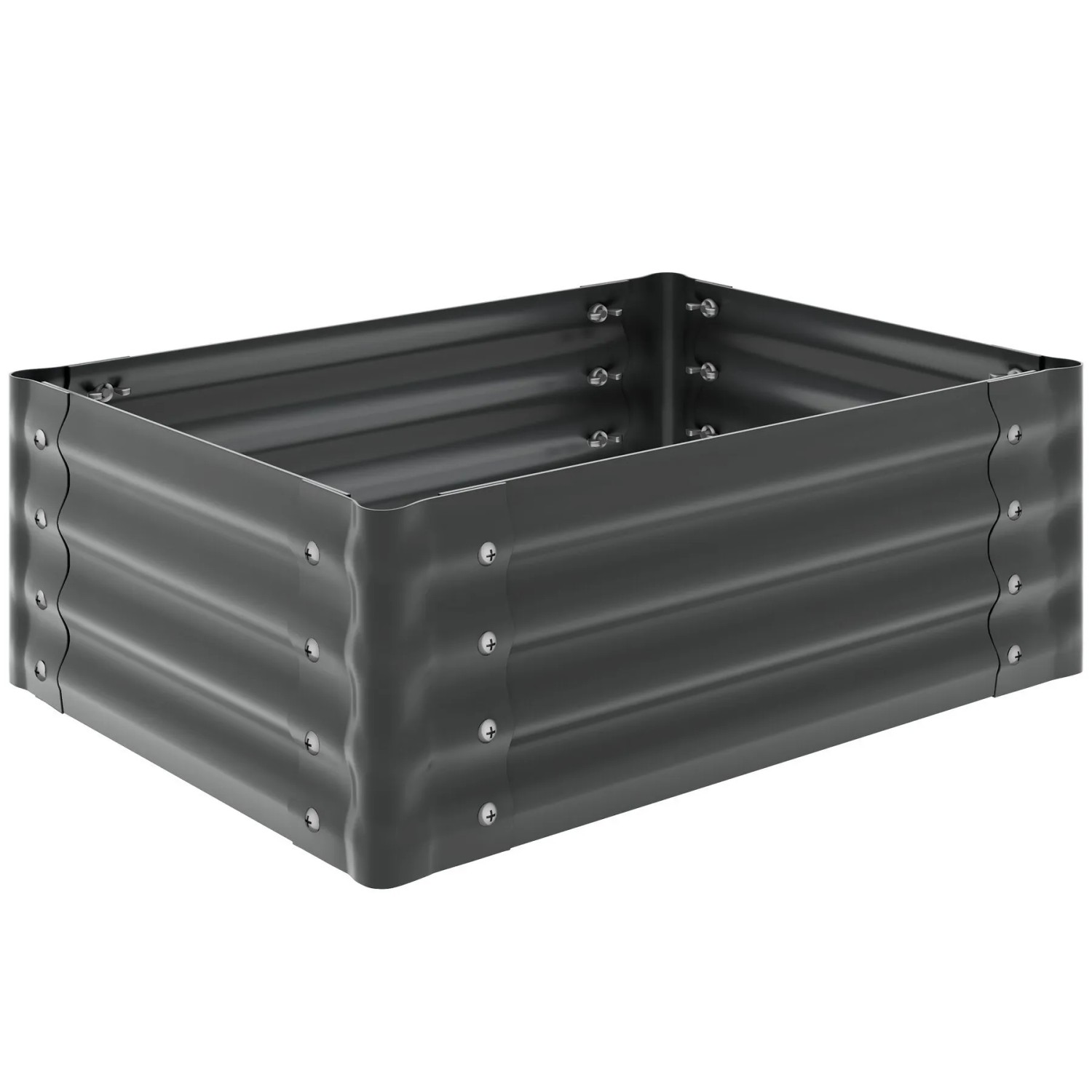 Tectake Hochbeet Salvia Aus Verzinktem Stahl 130 Liter Fassungsvermögen  80 x 60 x 30 cm Grau