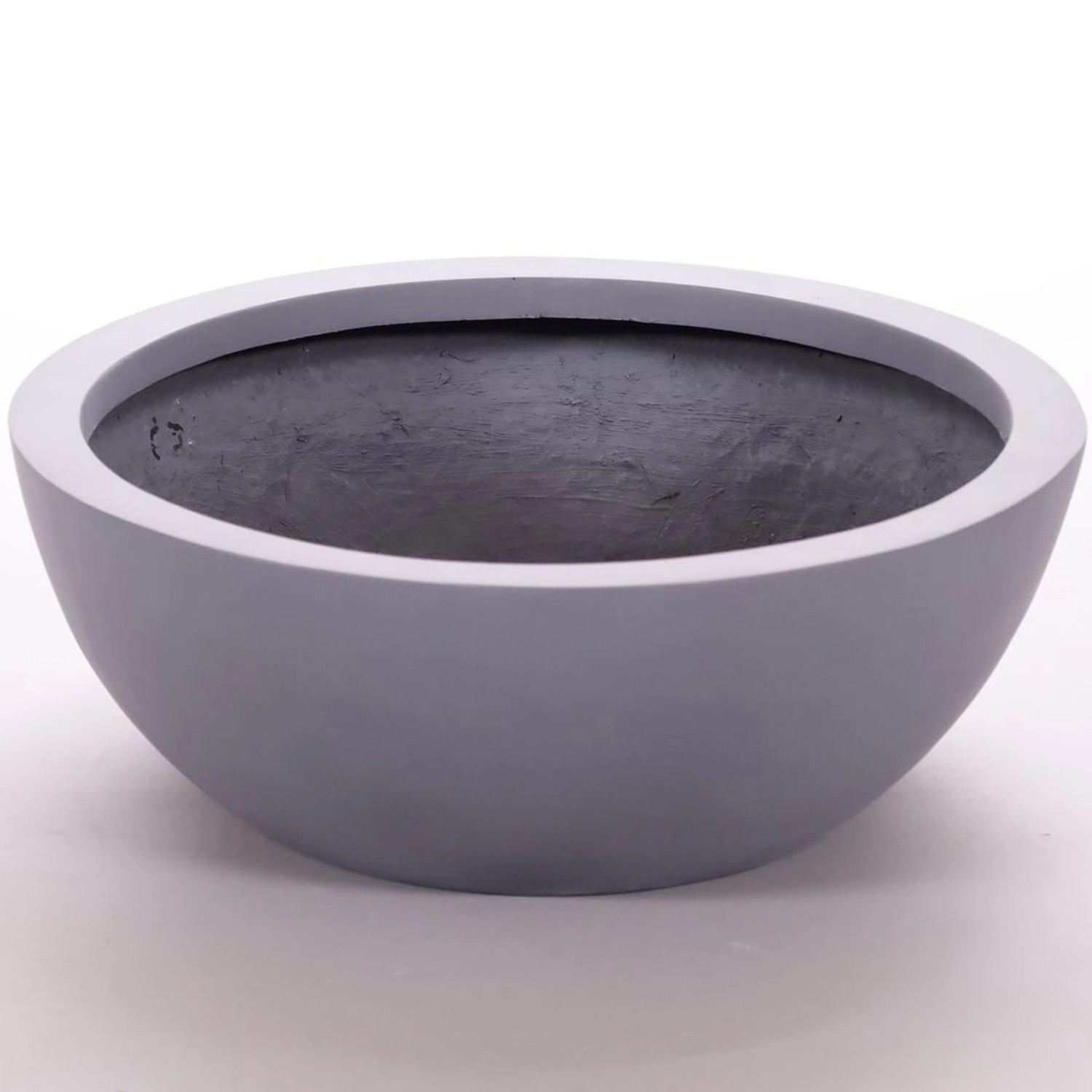 Elegant Einrichten Pflanzkübel Fiberglas Schale-Rund D34xH12cm Grau günstig online kaufen