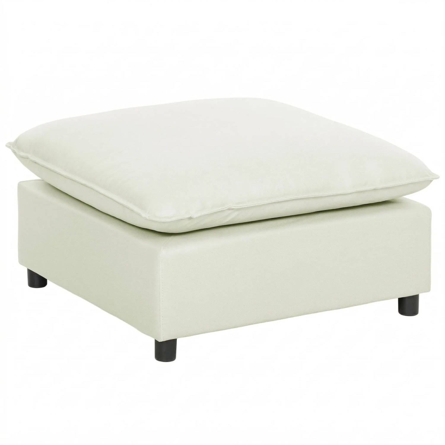 HOMCOM Fußhocker Polyester Sperrholz 75L x 75B x 40H cm Cremeweiß