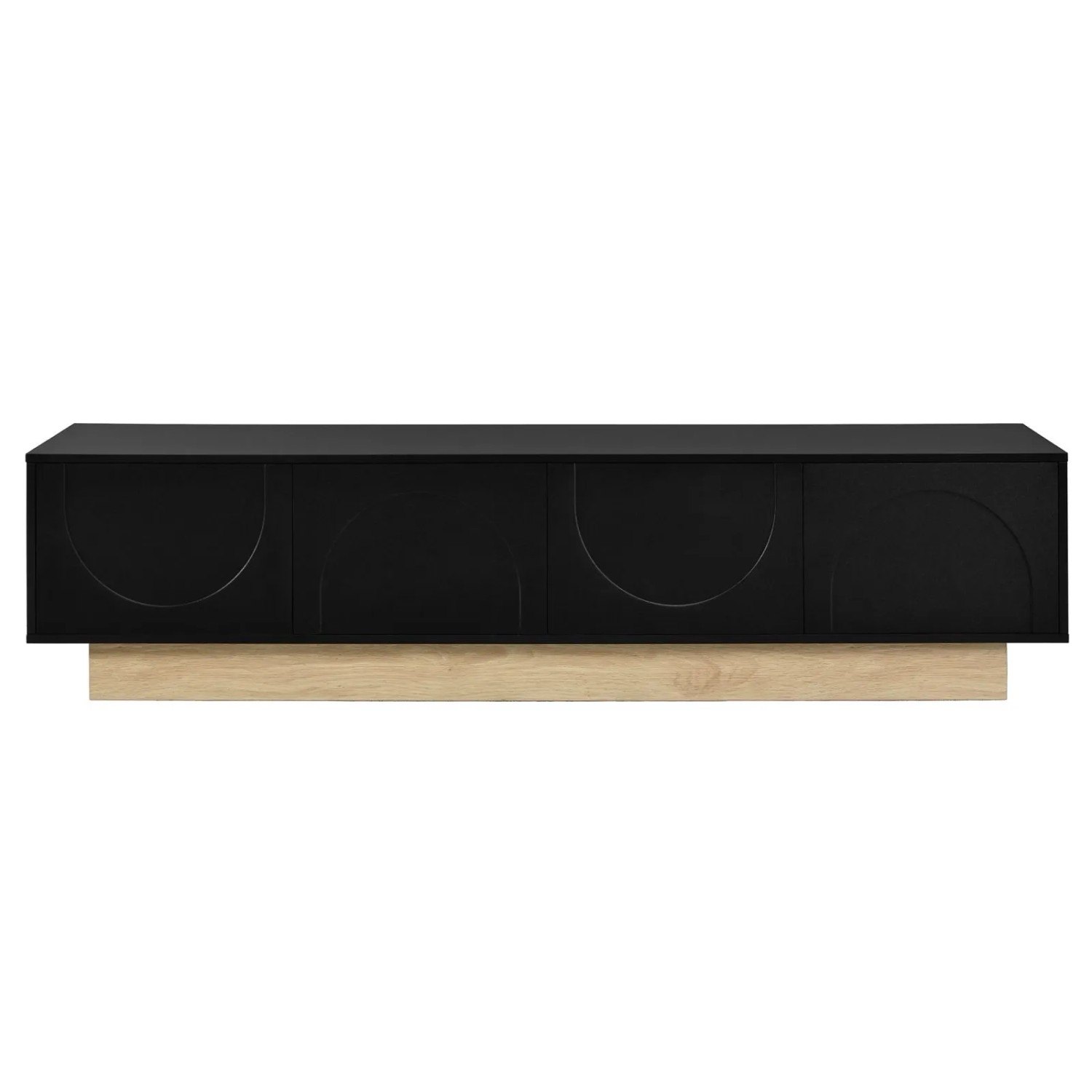 PXloue TV Schrank Schwarz mit Holzmaserung und Push to Open 175 x 40 x 42 cm