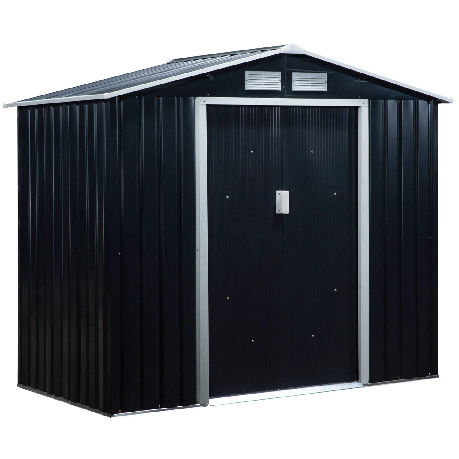 Outsunny Gerätehaus mit Pultdach Stahl Kohlegrau 213L x 130B x 185H cm günstig online kaufen