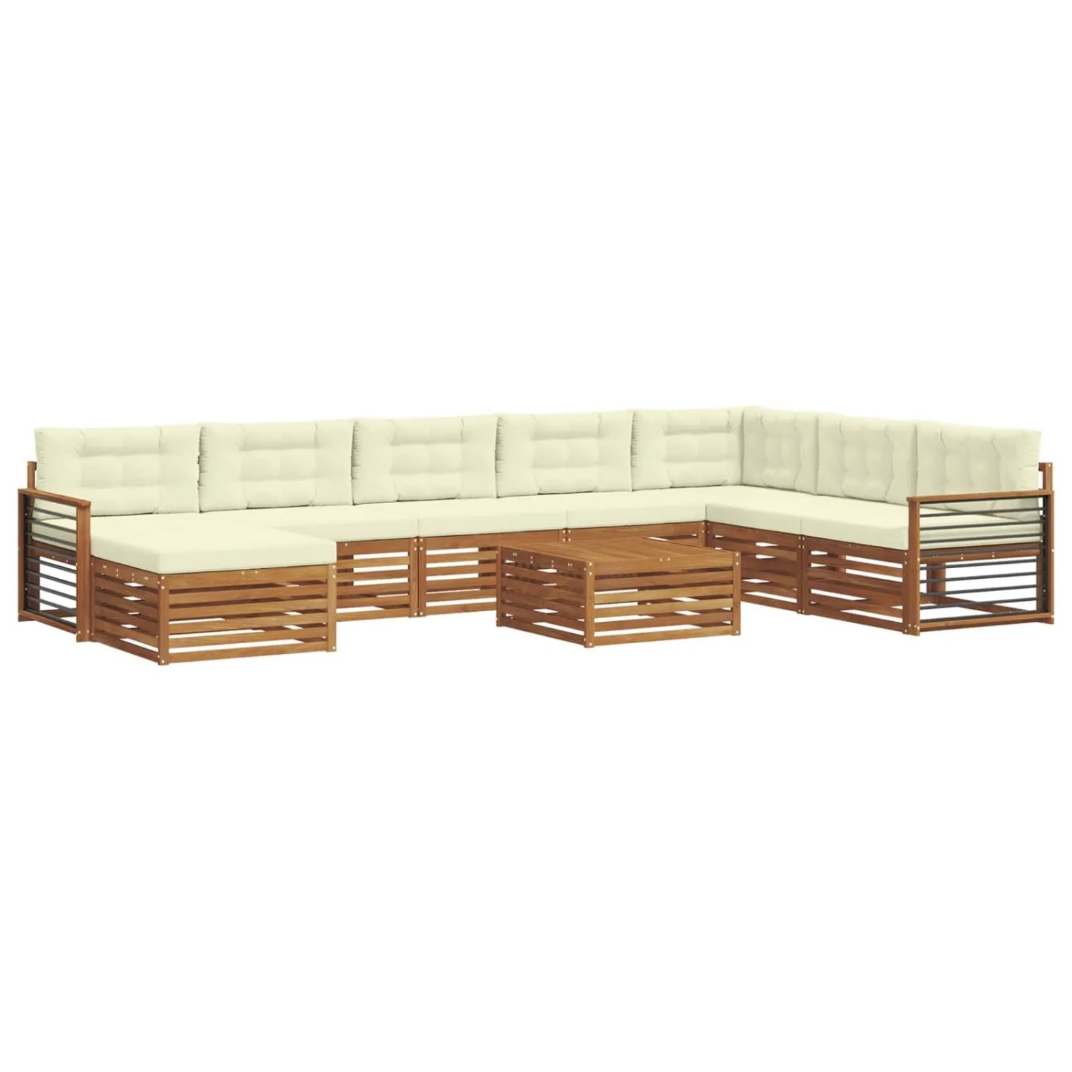 vidaXL Sofagarnituren 9 Tlg Natur und Creme Massivholz Akazie 3373990
