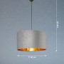 Graue Fischer & Honsel Pendelleuchte Aura Samt, Ø 40 cm, mit goldfarbener Innenseite für stimmungsvolles Licht.