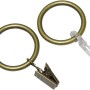 Gardinenringe Europa, 10er-Pack, Messing-Antik Optik, mit Klammer und Faltenlegehaken.
