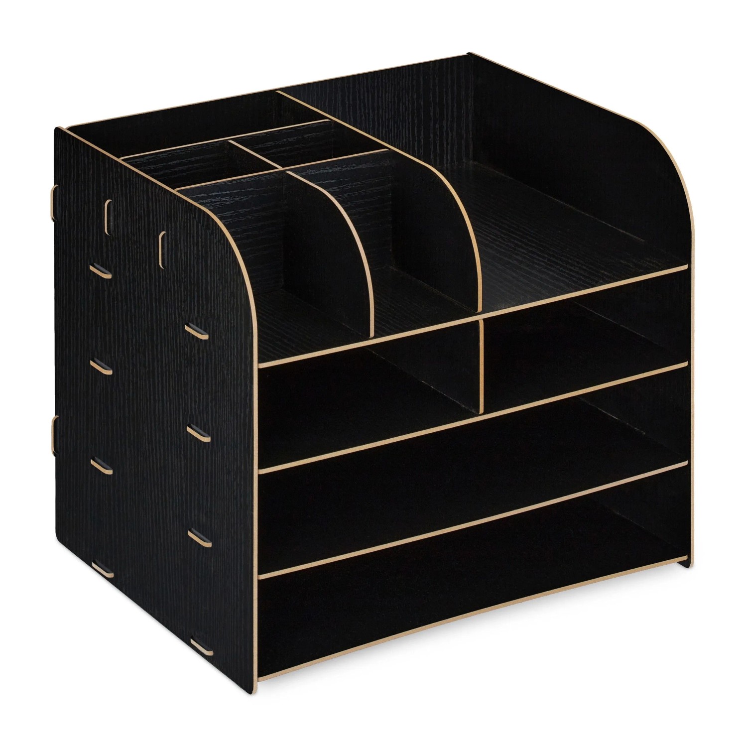 Relaxdays Schreibtisch Organizer MDF Schwarz Mit 10 Fächern 27,5 cm x 32,5 cm x 25 cm 1,5 kg