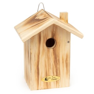 Nistkasten Anson aus FSC®-Holz, naturbelassen mit rundem Einflugloch. Ideal für Gartenvögel.