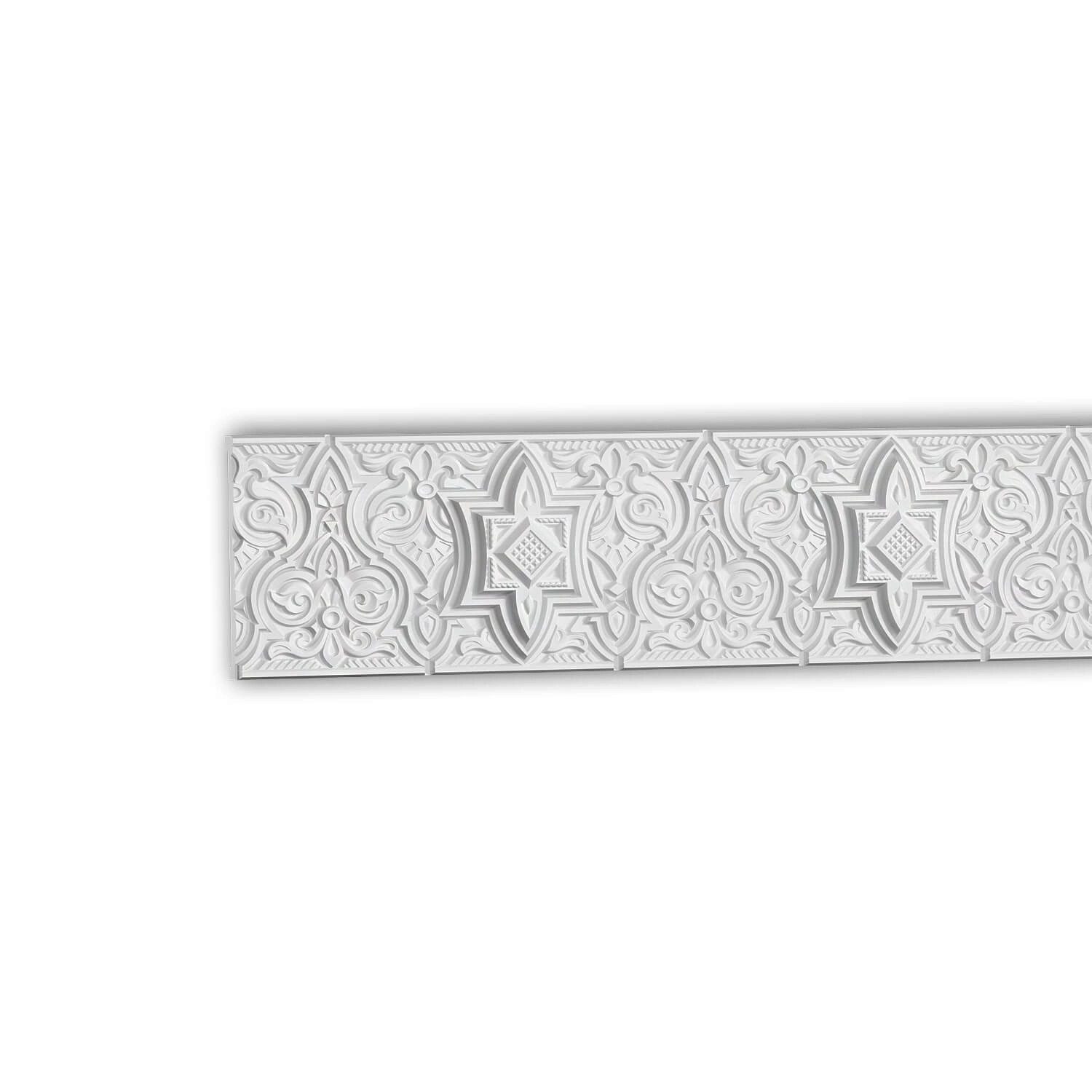 PROFHOME 151502 Wandleiste Wandvertäfelung Zierleiste Stuckleiste Oriental 2 m 200 cm x 3,5 cm x 16,4 cm Weiß