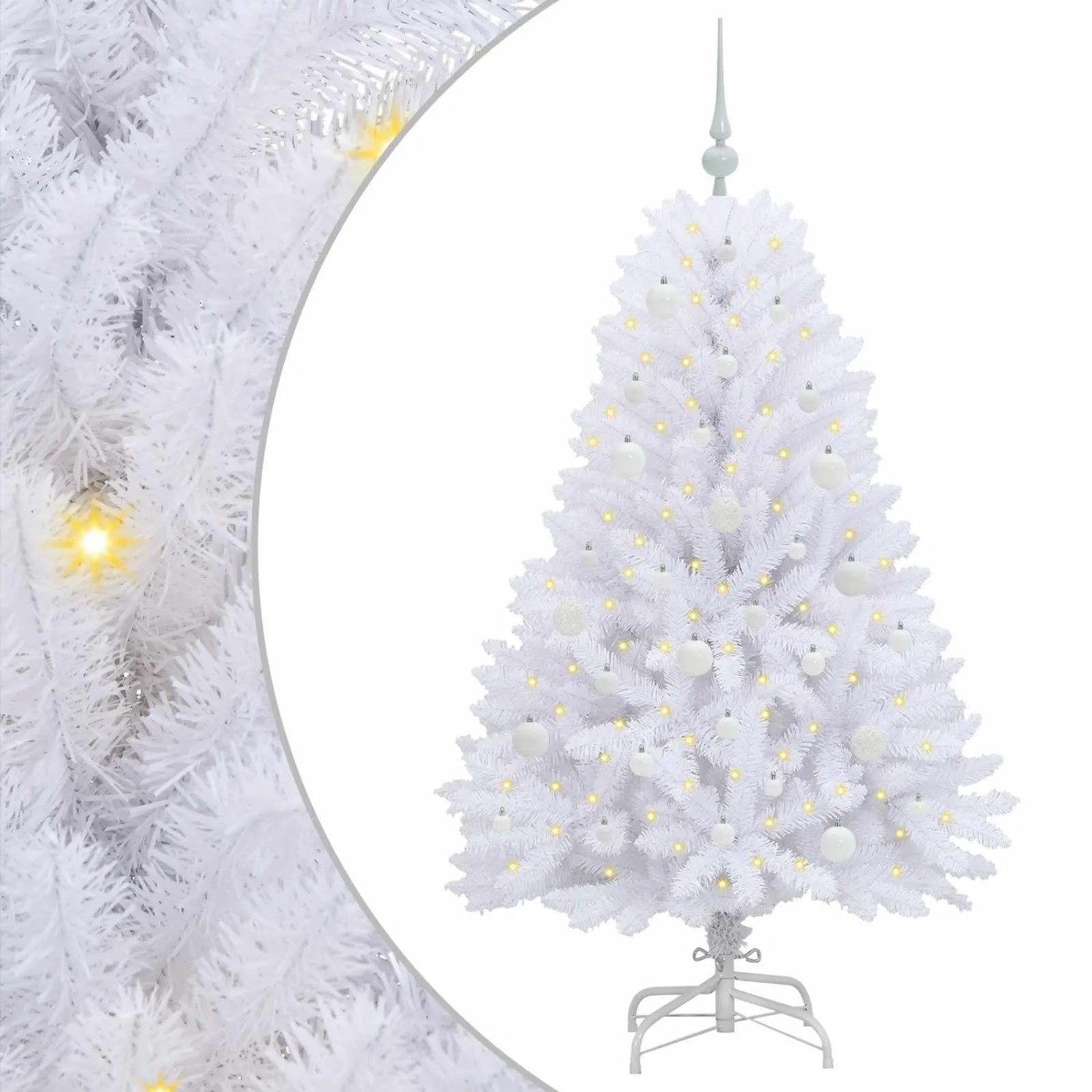 vidaXL Künstlicher Klappbarer Weihnachtsbaum Weiß 150 cm PVC und Stahl 3426588