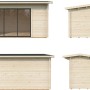 Palmako Gartenhaus Ines Slide, naturbelassen, 480x300 cm, mit Glasschiebetüren. Holz-Gartenhaus aus Fichte.