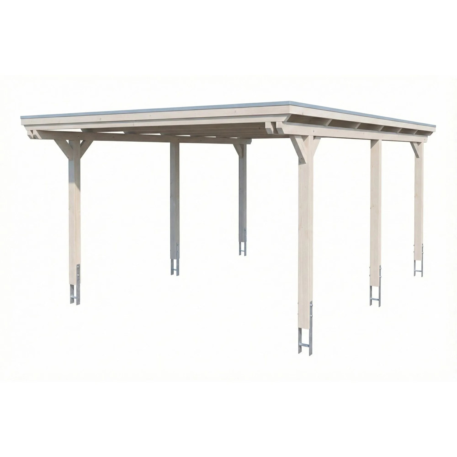Skan Holz Carport Emsland Stahl-Dachplatten 402 cm x 604 cm Weiß