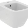 Weißes Ideal Standard Wand-Bidet i.life S mit Hahnloch und Überlauf.