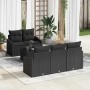 Schwarzes 6-tlg. vidaXL Sofa Set aus Poly-Rattan mit Kissen und Stauraum für den Garten.