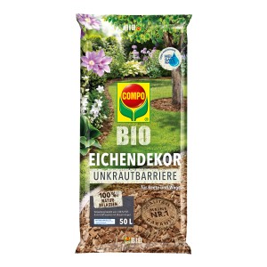 Compo BIO Eichendekor Unkrautbarriere, 50L Sack für Beet- und Wegabdeckung.