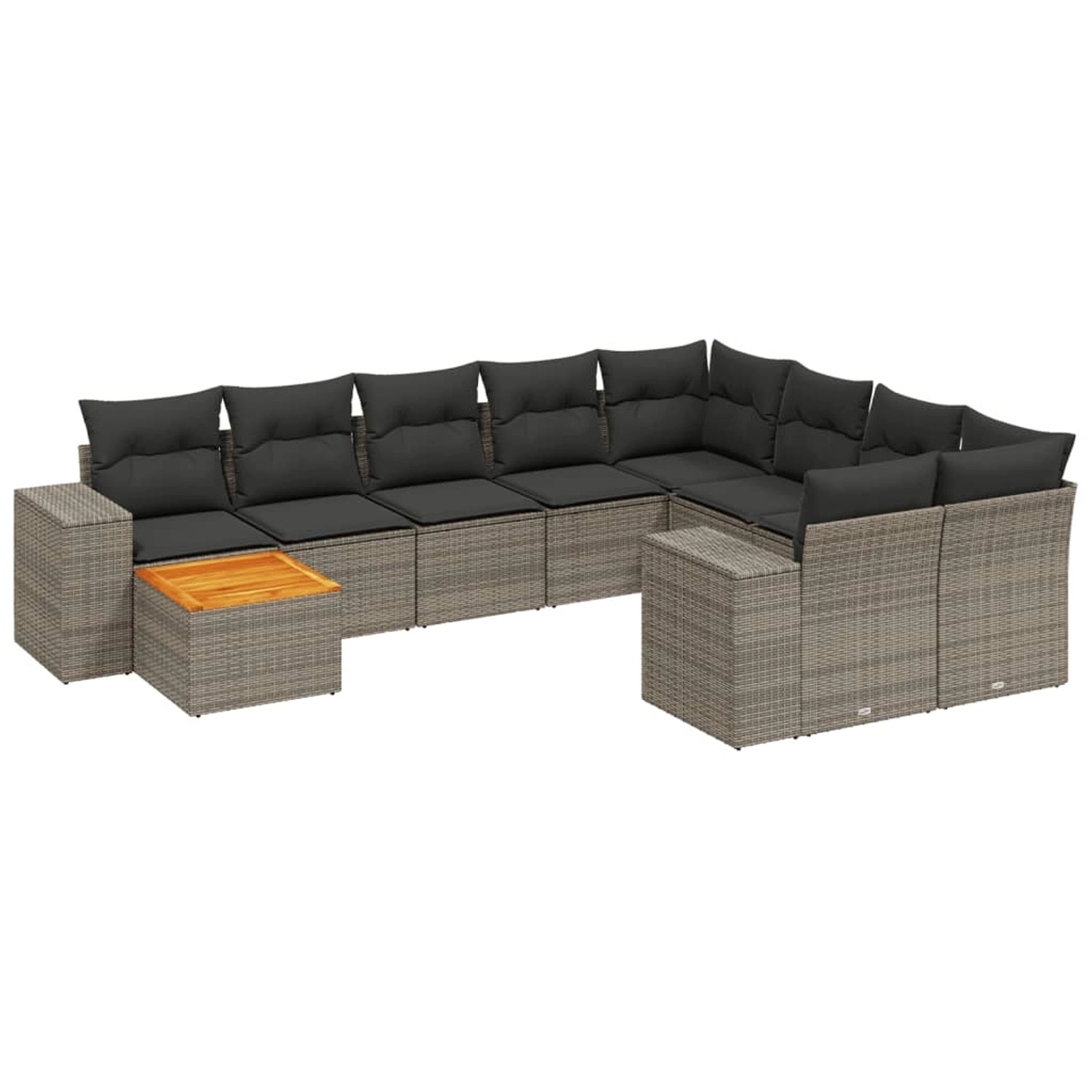 vidaXL 10-Tlg Garten-Sofagarnitur mit Kissen Grau Poly Rattan 3257943 günstig online kaufen