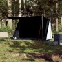 Furnicato Campingzelt in Schwarz-Weiß mit aufgespanntem Sonnendach im Wald. Verdunkelndes Wanderzelt für 2 Personen.