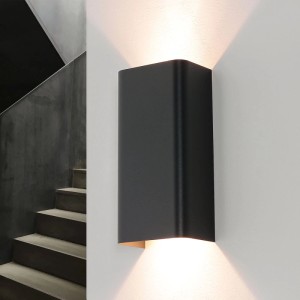Moderne, graphitfarbene EASYLIGHT Wandlampe, 2-flammig, für indirekte Beleuchtung.