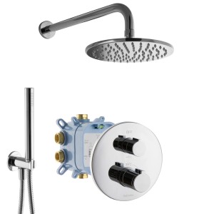 PaulGurkes Duschsystem Komplettset mit Regendusche, Handbrause und Thermostat.