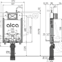 Technische Zeichnung des Alcadrain AM1115/1000 Vorwandinstallationssystems mit Maßen.