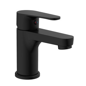 Moderne, schwarze Eisl Waschtischarmatur Claudio für das Badezimmer.