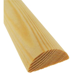 Halbrundstab aus Kiefernholz, 20x10 mm, 2400 mm Länge. Leiste für kreative Raumgestaltung.