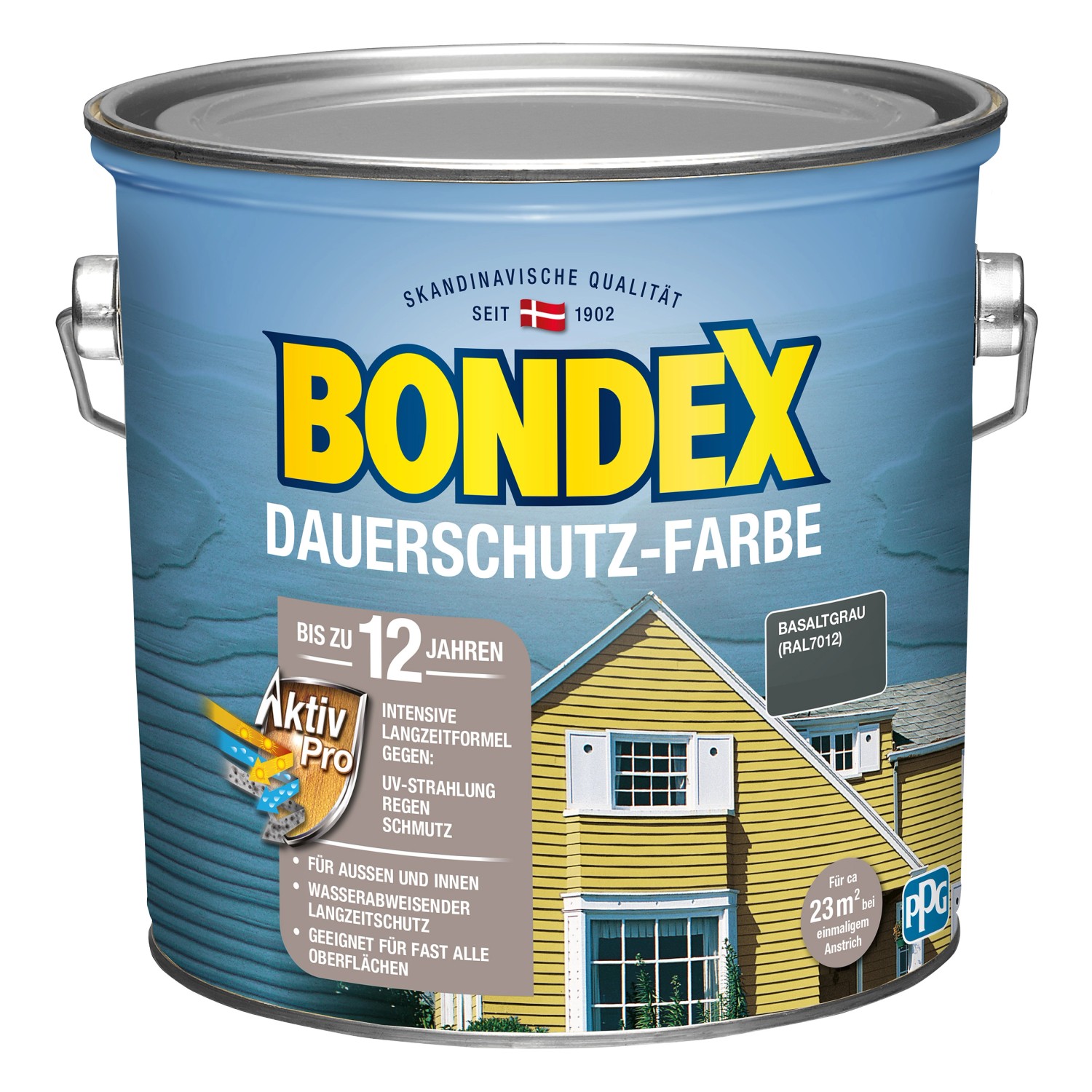 Bondex Dauerschutz-Farbe Basaltgrau (RAL 7012) seidenglänzend 2,5 l