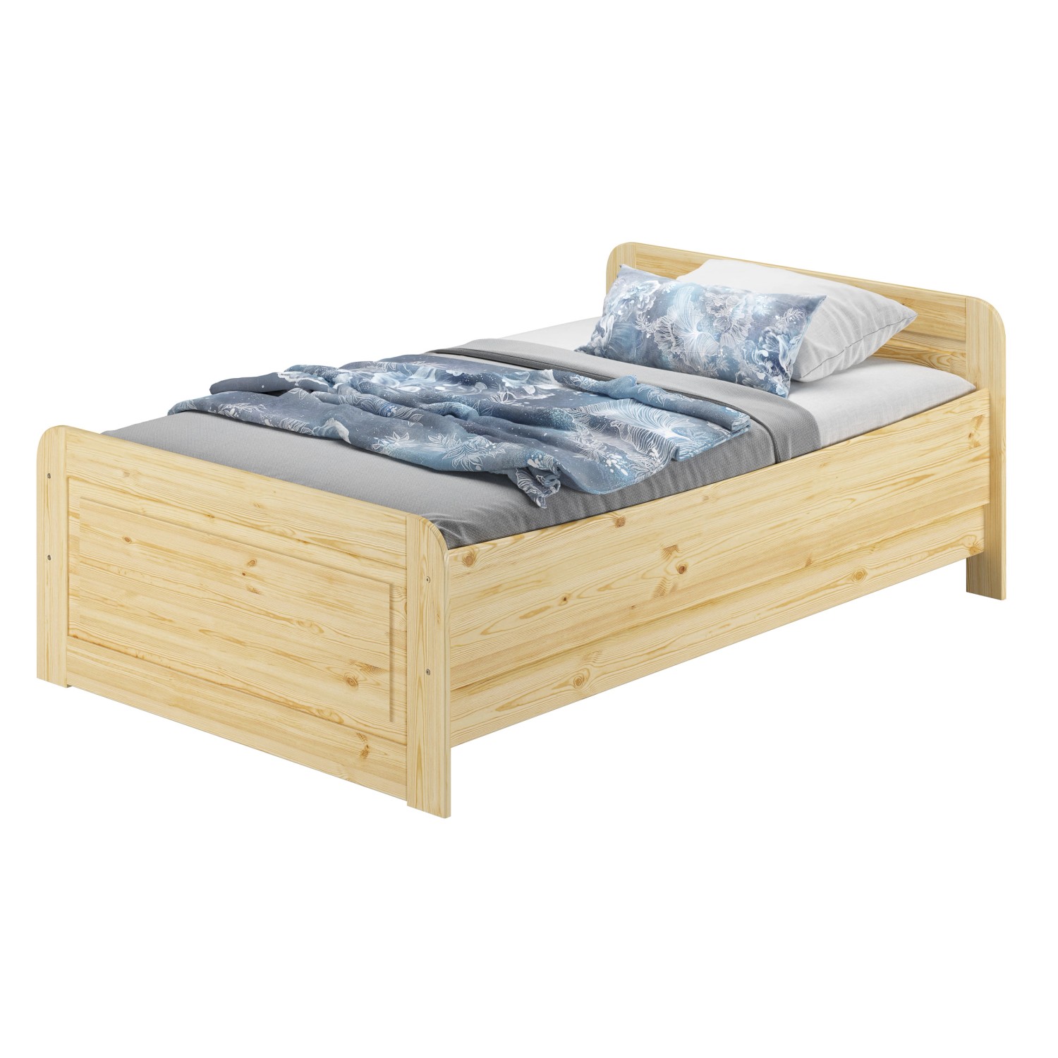 Erst-Holz Bett Extra Hoch 120 x 220 Kiefer Massiv Überlänge mit Rollrost Mo günstig online kaufen