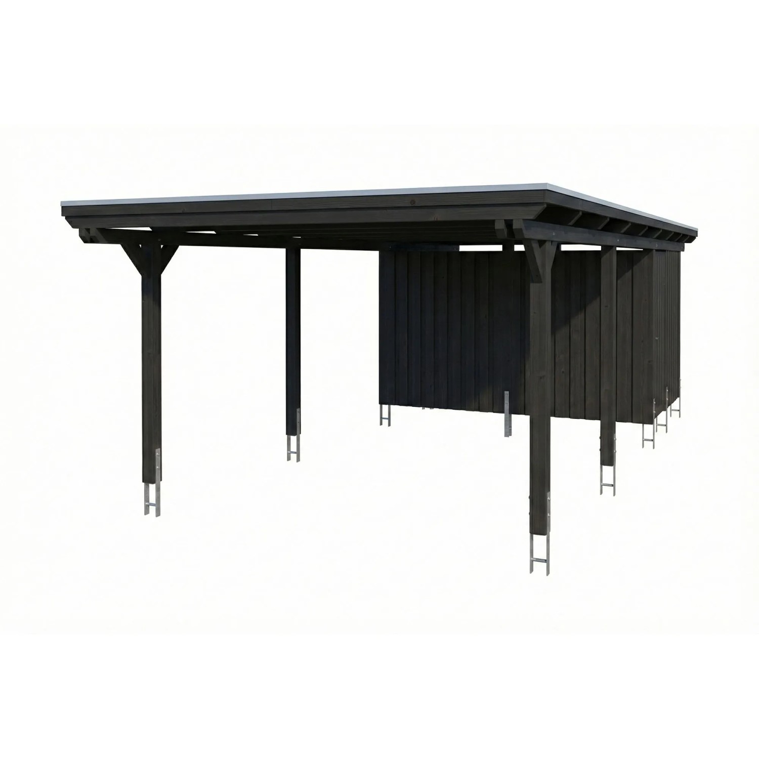 Skan Holz Carport Emsland Stahl-Dachplatten Abstellraum 402 x 846 cm Anthrazit