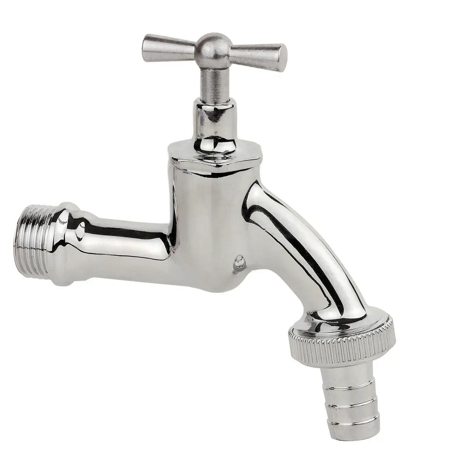Chrom Auslaufventil mit Knebelgriff, 1/2 und 3/4 Zoll Anschluss für Garten und Haus.