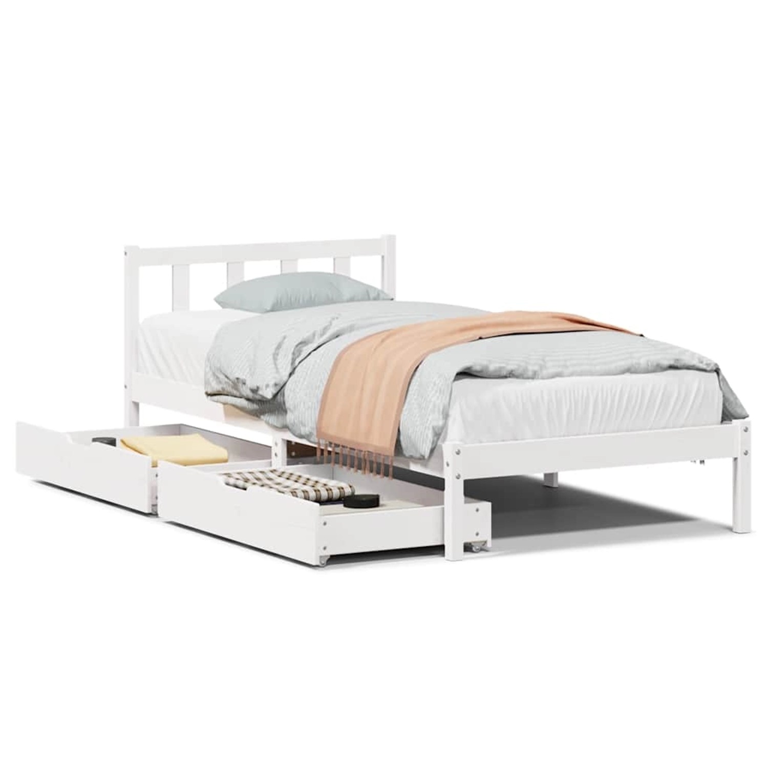 vidaXL Massivholzbett ohne Matratze Weiß 75x190 cm Kiefernholz 3301460 günstig online kaufen
