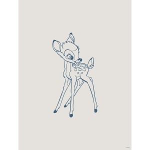 Disney Poster: Bambi Umrisszeichnung in Grau und Blau, 40x50 cm, ideal für Kinderzimmer.