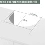 Siphonausschnitt des Waschbeckenunterschranks mit Maßen 15x17,5 cm. Wichtig für die Passform im Bad.