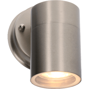 Moderne, runde LED`s light Außenwandleuchte aus Edelstahl, 1-flammig.