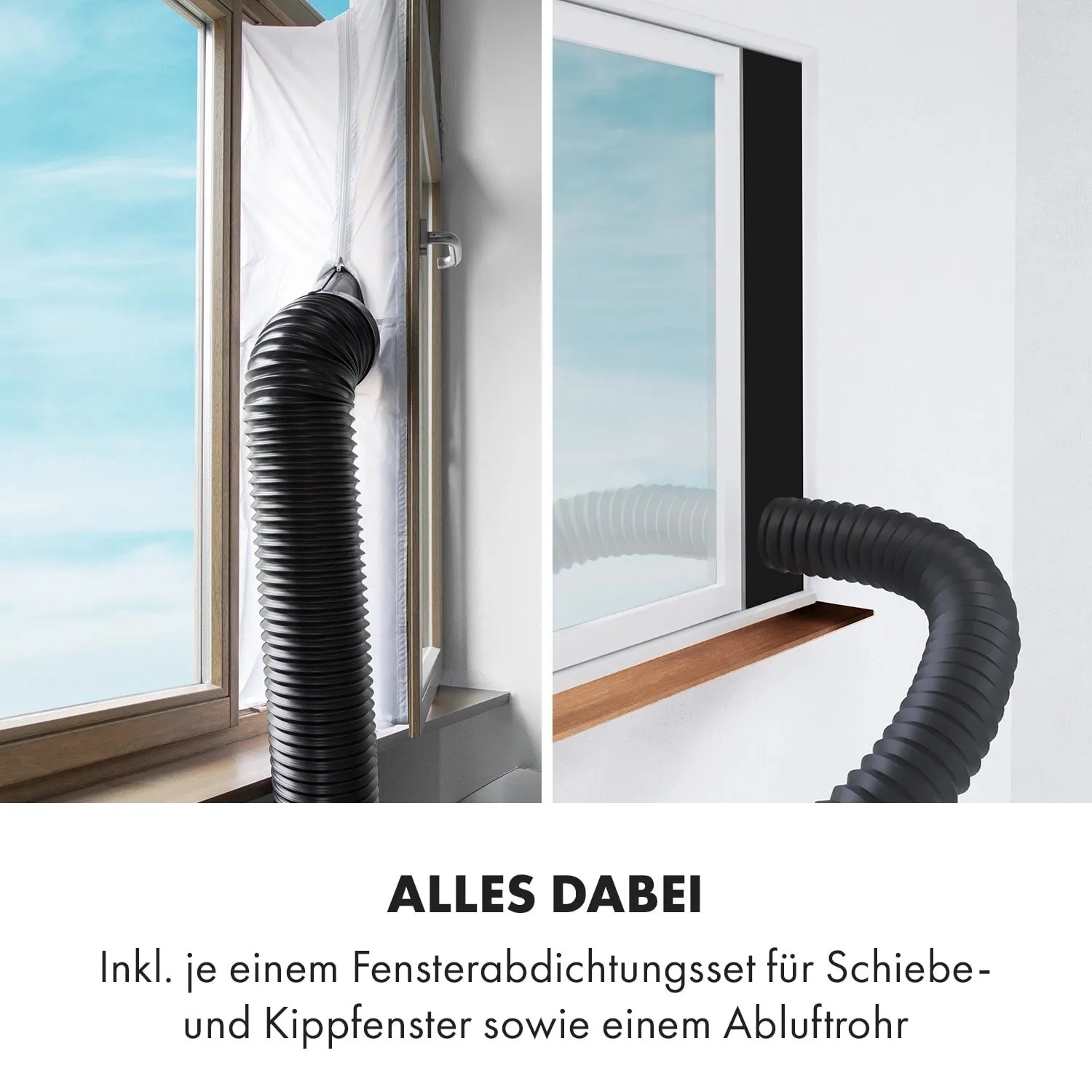 Klarstein Klimaanlage Zubehör: Fensterabdichtung für Schiebe- und Kippfenster mit Abluftschlauch.