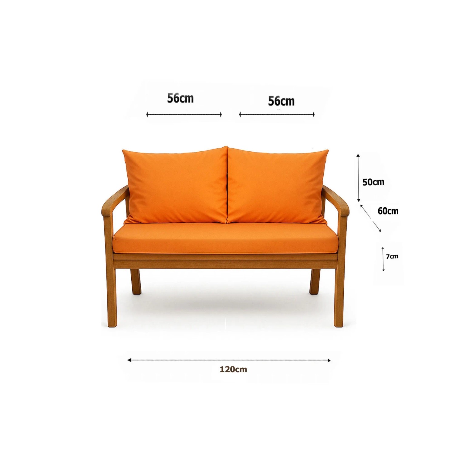 Setgarden  Mix Bench Kissen Outdoor Kissen Bankauflage 120x60+2x50x56cm Kissen Für 2-Sitzer Bänke 1tlg Orange_5