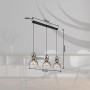 Globo Pendelleuchte Dorothea, 3-flammig, schwarz mit Rauchglas-Schirmen.
