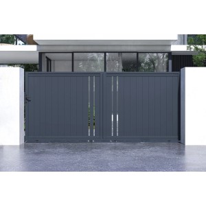 Graues Casanoov Schiebetor Giona 4M H 180 cm aus Aluminium für den Garten.