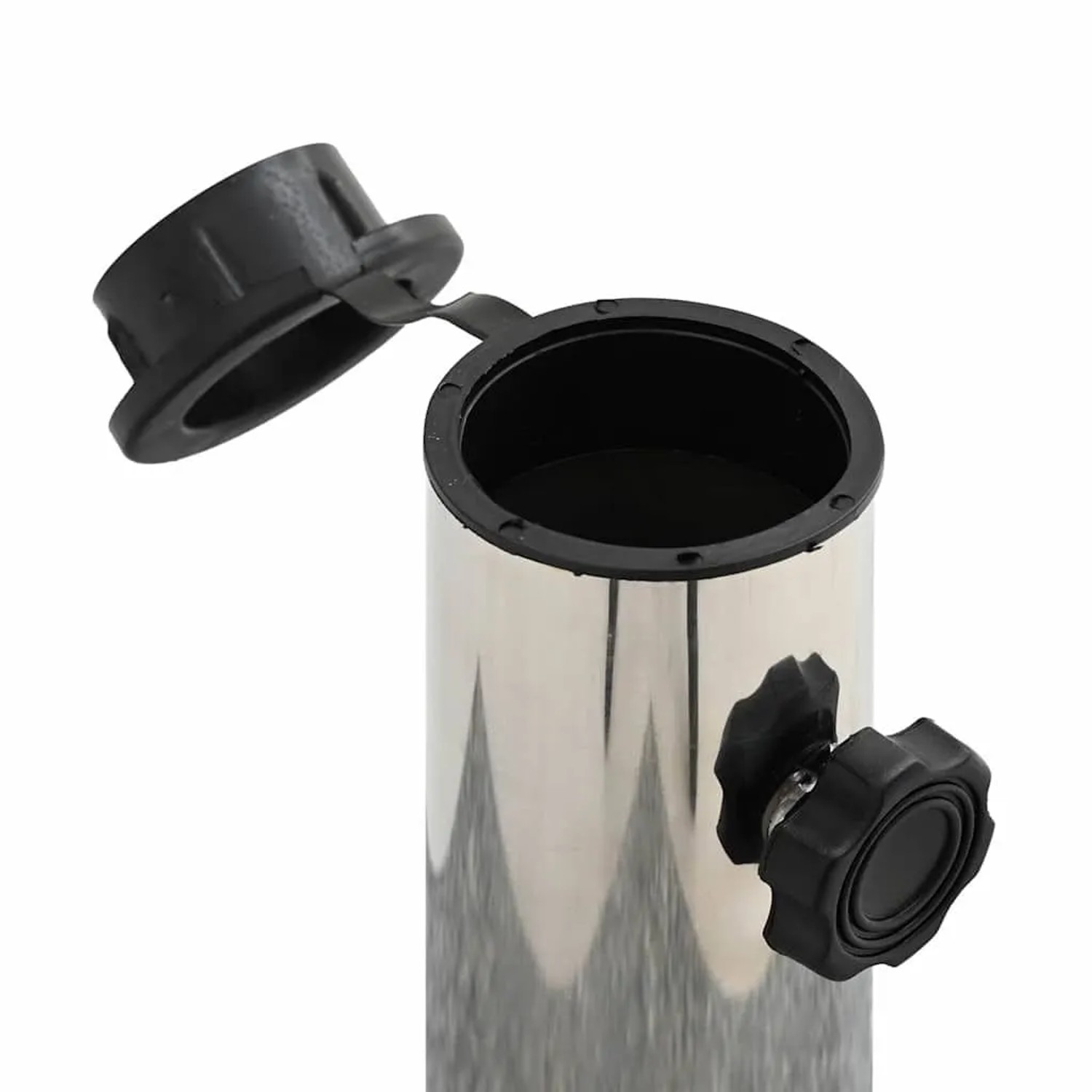 Detailaufnahme: vidaXL Sonnenschirmständer aus Granit, schwarz, mit Verschluss und Stellschraube.