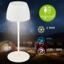 Weiße Brilo LED Akku Tischleuchte Serina Mini, 20 cm hoch, dimmbar, für den Außenbereich.