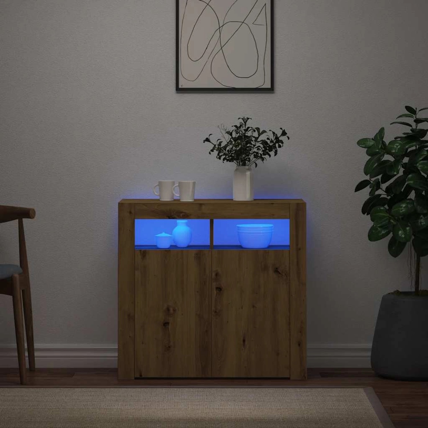 vidaXL Sideboard mit LED-Leuchten Artisan-Eiche 80x35x75 cm 856362 günstig online kaufen