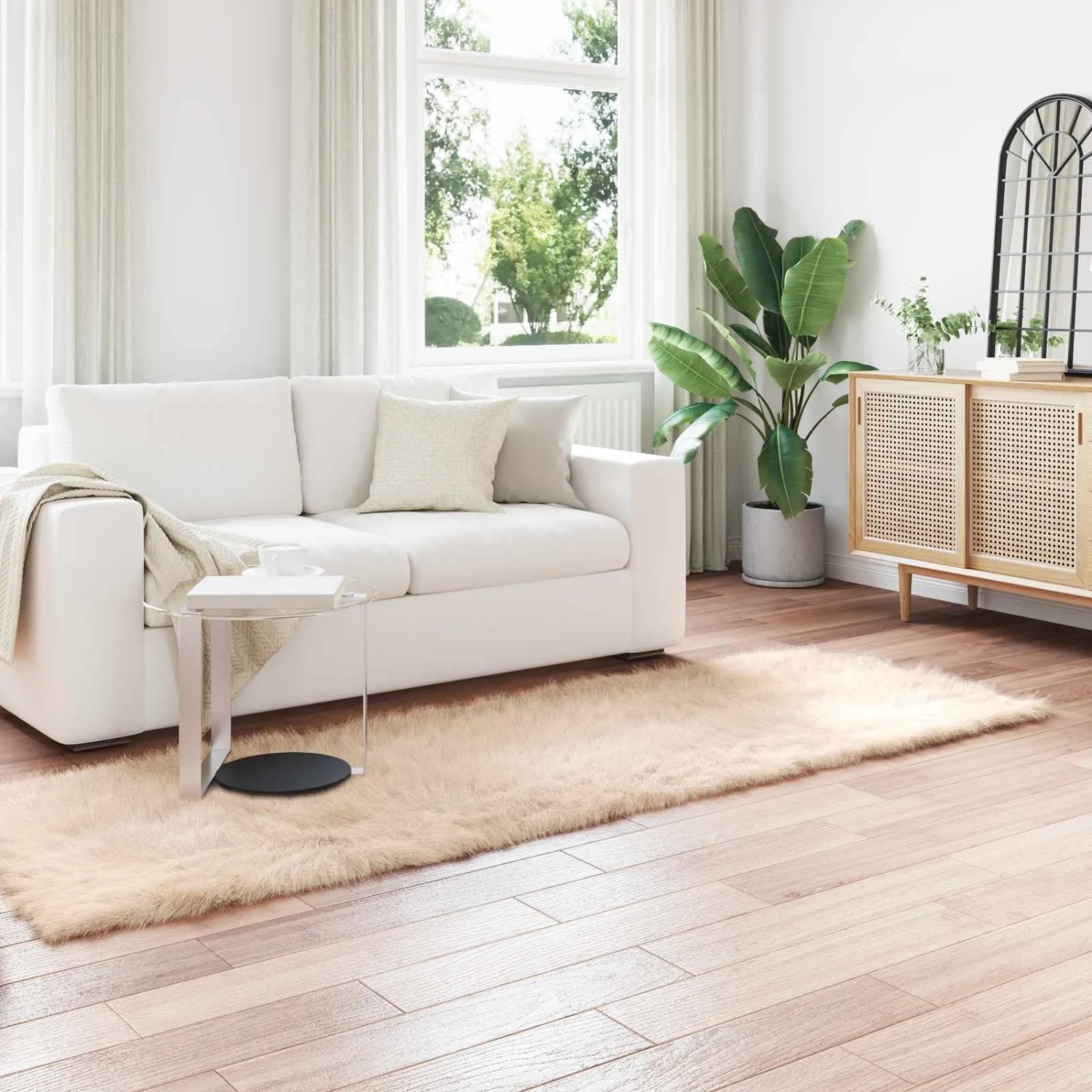 vidaXL Kunstschaffell Teppich Tafalla Beige 80 x 250 cm Polyester 42021480_2