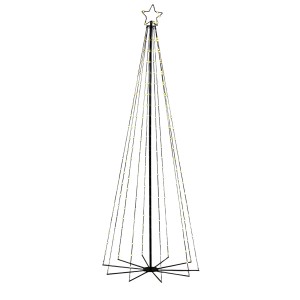 Schwarzer Luca Lighting Outdoor-Baum, 185 cm, mit 80 warmweißen LEDs als Weihnachtsdekoration.