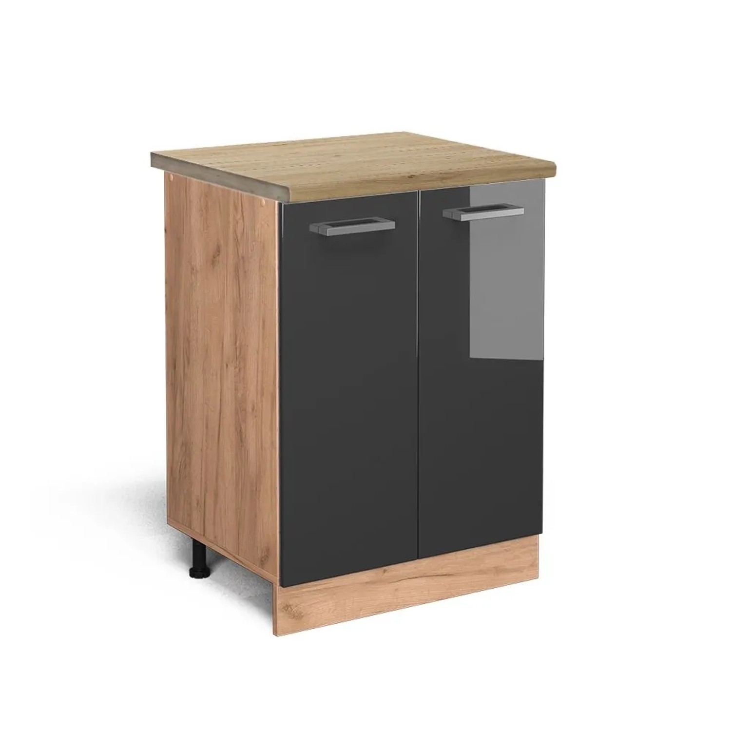 Vicco Küchenunterschrank R-Line Anthrazit Hochglanz Goldkraft Eiche 60 cm AP Eiche