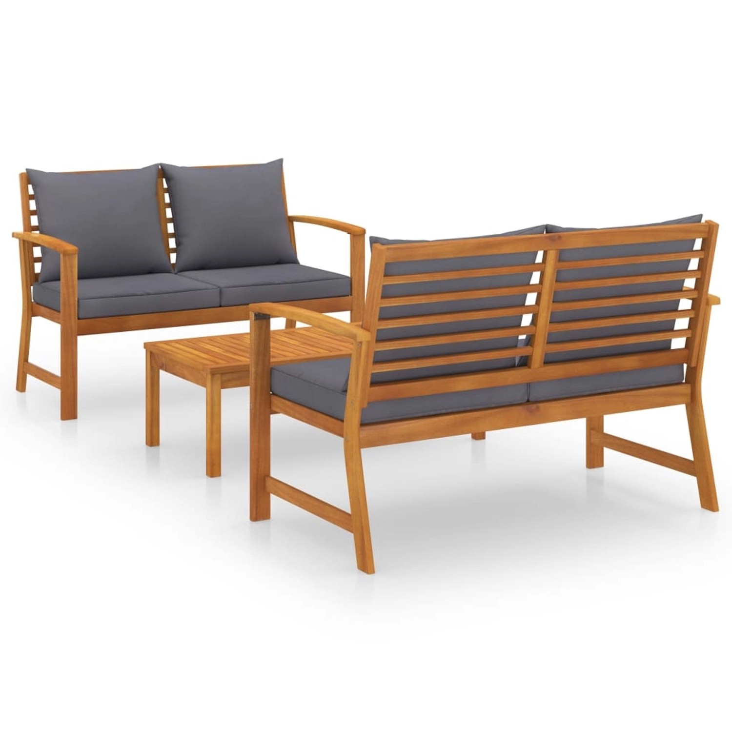 vidaXL 3-tlg Garten-Lounge-Set mit Auflagen Massivholz Akazie Modell 2